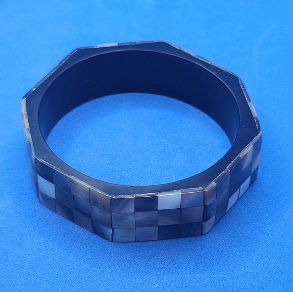 NWT Octagon Black Mother of Pearl Bangle Bracelet - Picture 8 of 12